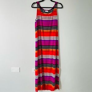 Bleu Rod Beattie Pink Sleeveless Stripped Maxi Dress Cover Up Beachwear